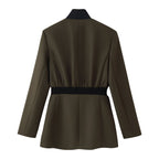 Women's Contrast-Color Coat and Skirt Set