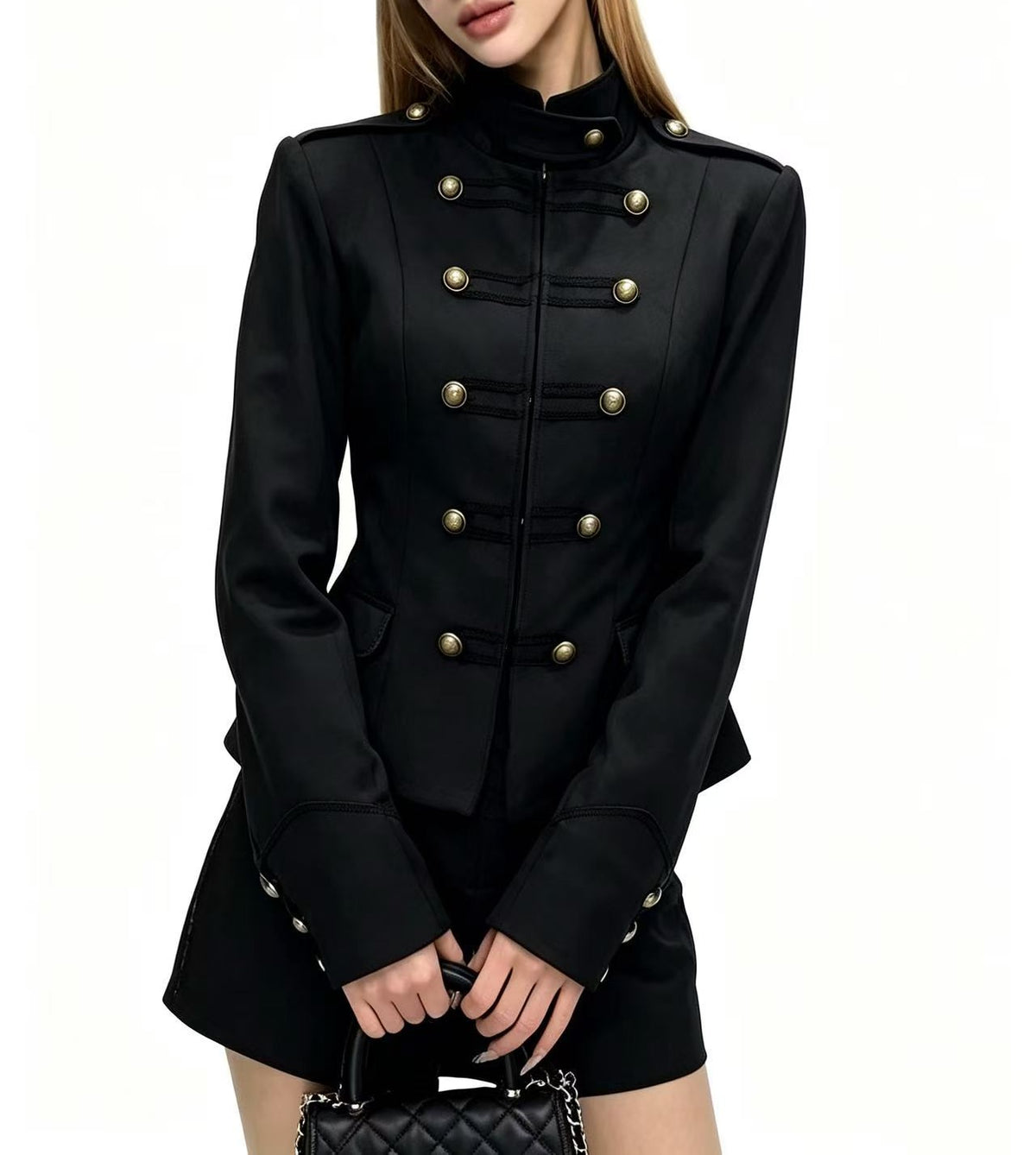 British Fashionable Temperamental Double Breasted Long Sleeve Blazer Dress