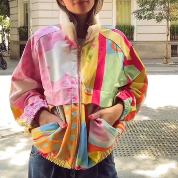 Lambswool Color Matching Printing Coat Top