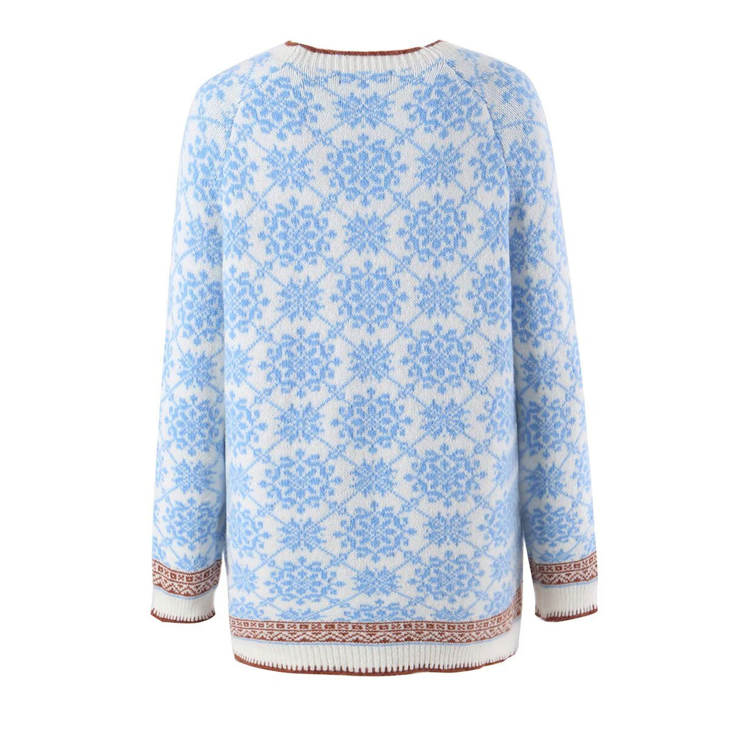 Nordic Retro Design Snowflake Jacquard Fair Island Long Dress