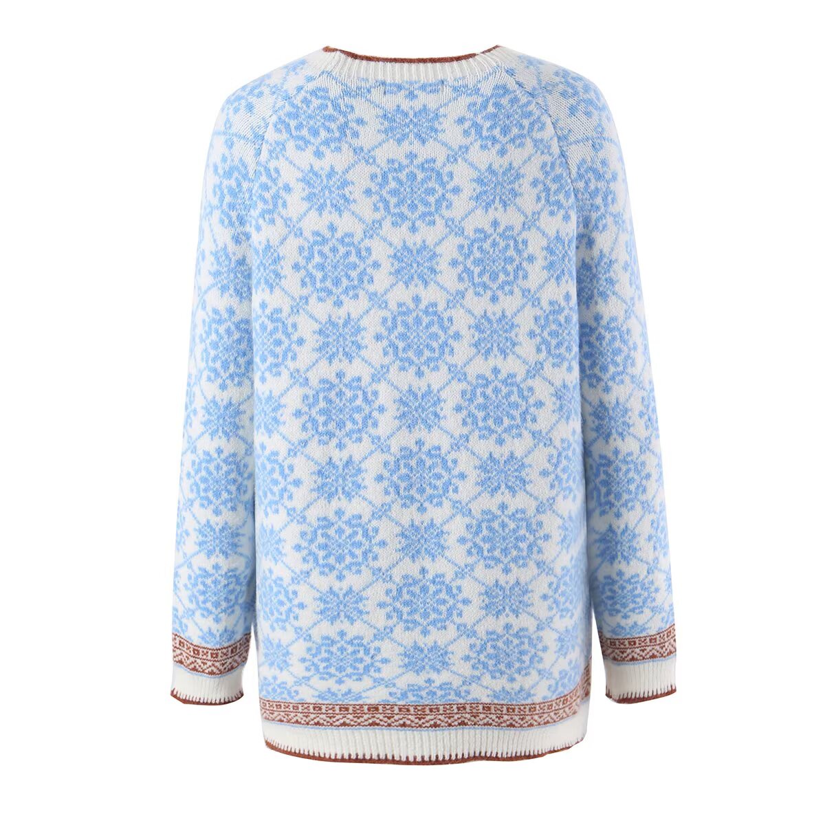 Nordic Retro Design Snowflake Jacquard Fair Island Long Dress