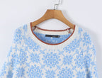 Nordic Retro Design Snowflake Jacquard Fair Island Long Dress