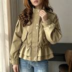 Casual Simple 3 Color Stand Collar Loose Trench Coat