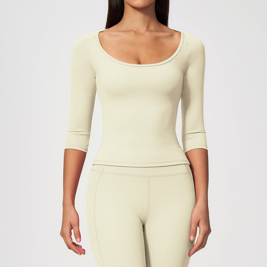 Sports Five Quarter Sleeve Pilates Training Yoga Slim Fit Fitness