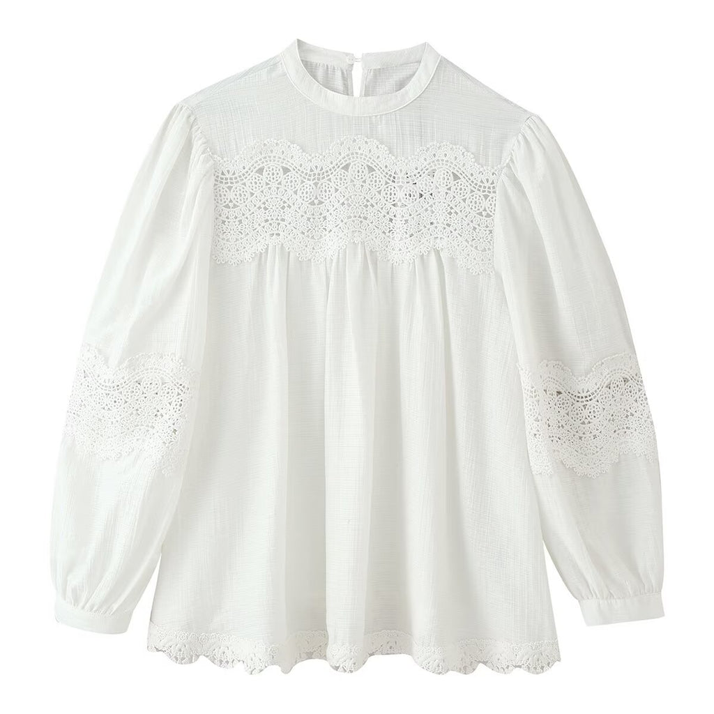 Sweet Simple Casual Lace Romantic Shirt