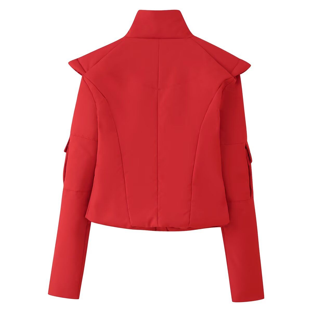 Temperamental Zipper Stand Up Collar Cotton Padded Jacket Coat