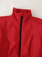 Temperamental Zipper Stand Up Collar Cotton Padded Jacket Coat