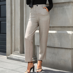 Stretch Slim Fitting Straight Pants Office Trousers Printed All
