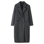 Office Large Collared Chunky Drape Collared Mid Length Overcoat