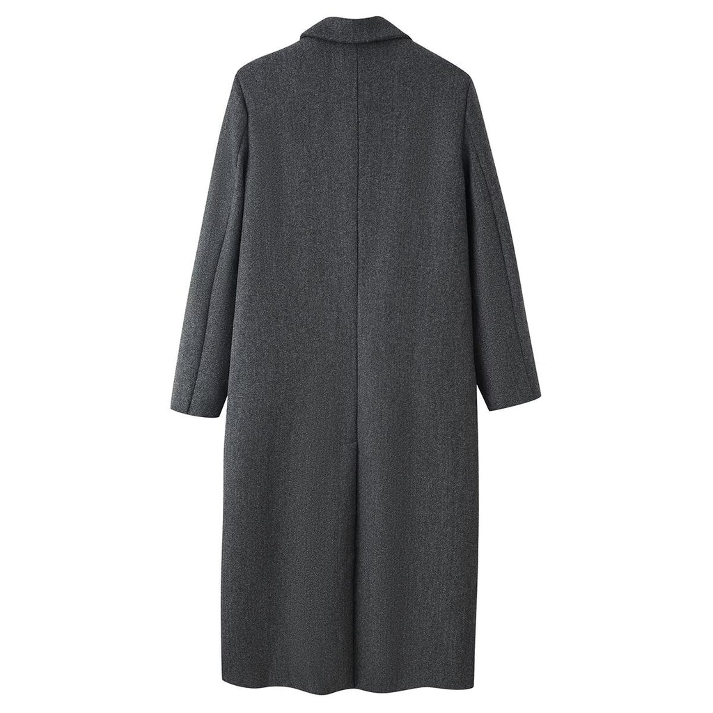 Office Large Collared Chunky Drape Collared Mid Length Overcoat