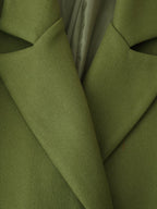 Office Large Collared Chunky Drape Collared Mid Length Overcoat