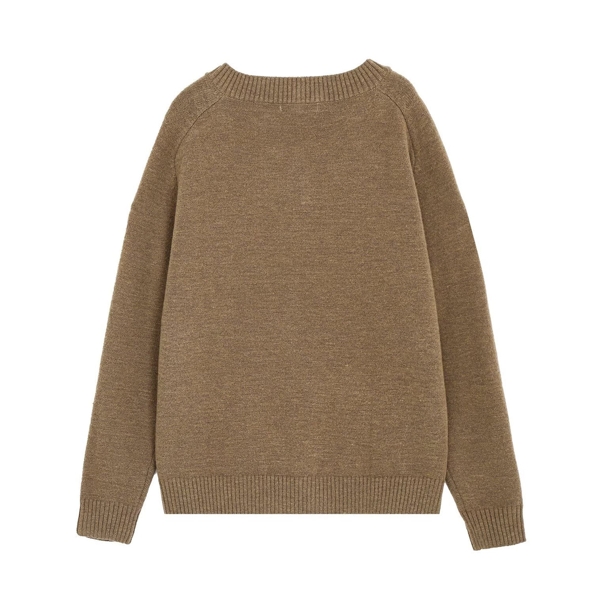 Office Loose Diamond Pattern V Neck Long Sleeve Knitwear