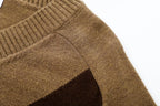 Office Loose Diamond Pattern V Neck Long Sleeve Knitwear