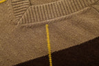 Office Loose Diamond Pattern V Neck Long Sleeve Knitwear