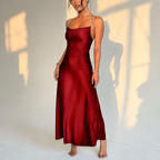 Women's Satin Pearl-Strap Swing Dress