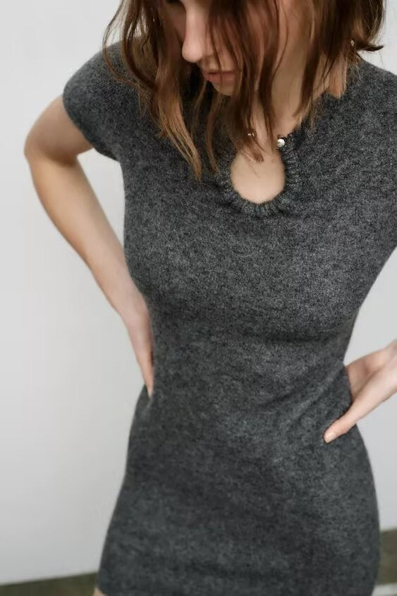 Women's Knitted Dress With Metal Appliqué