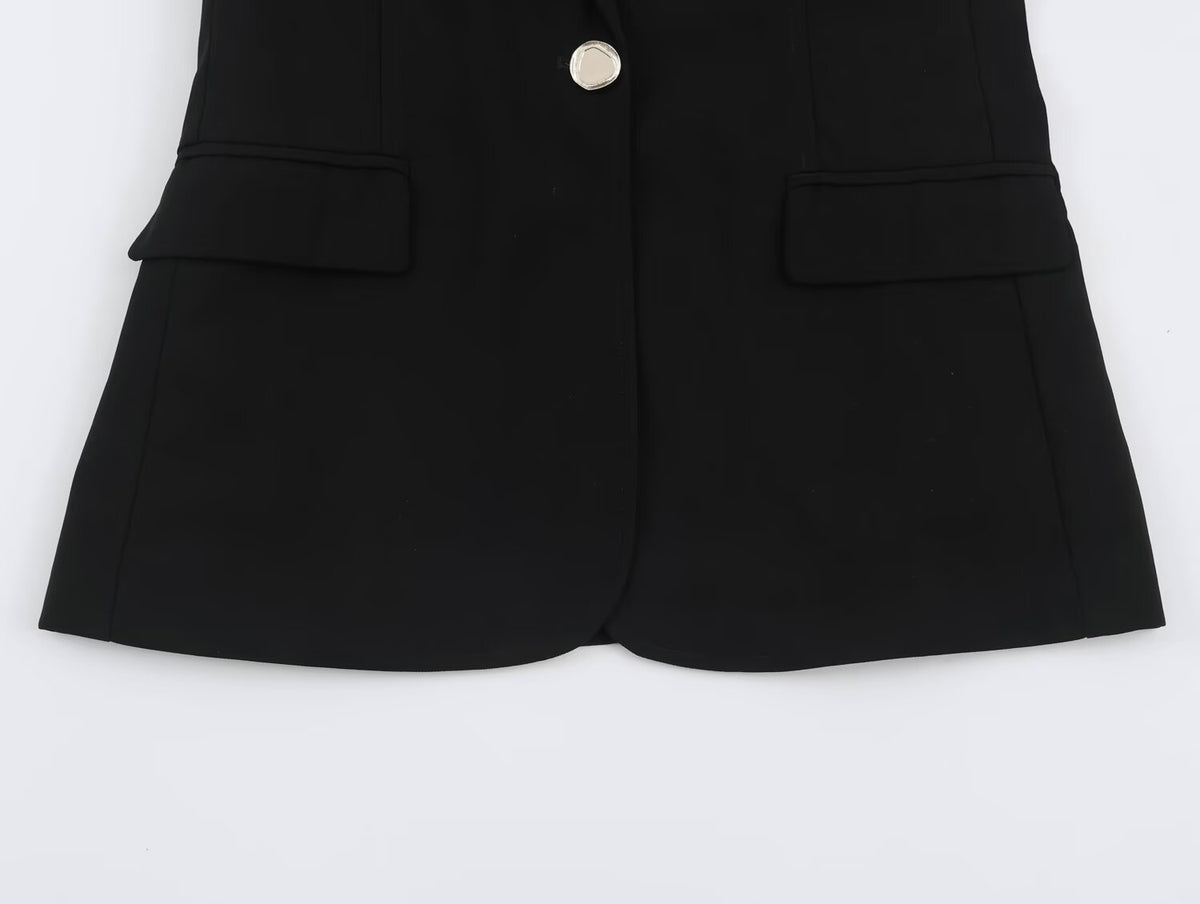 Women's Padded-Shoulder Slim Blazer