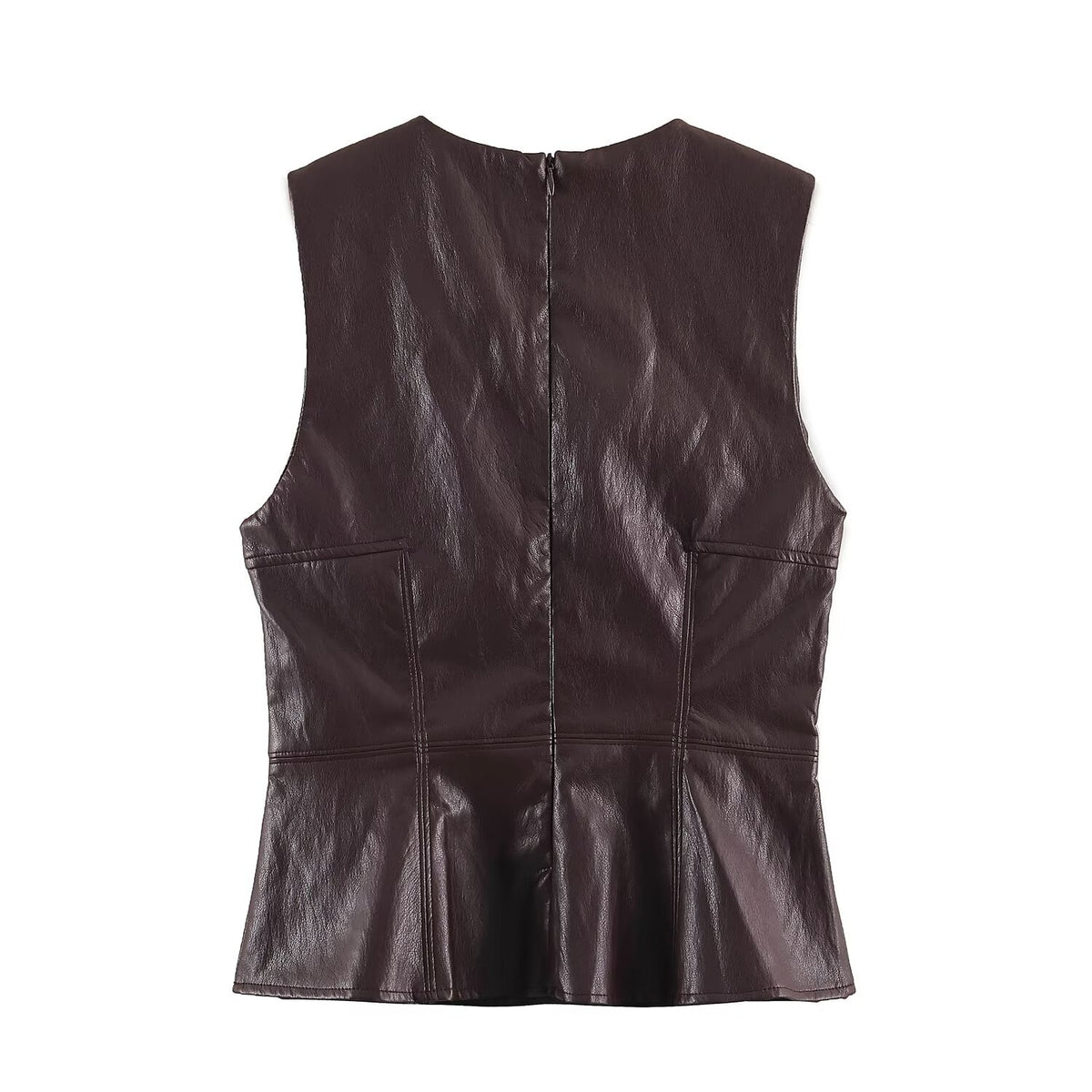 Women's Faux-Leather Top And Skirt Set