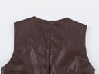 Women's Faux-Leather Top And Skirt Set