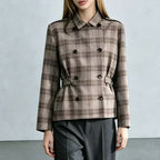Women's Plaid Double-Breasted Blazer