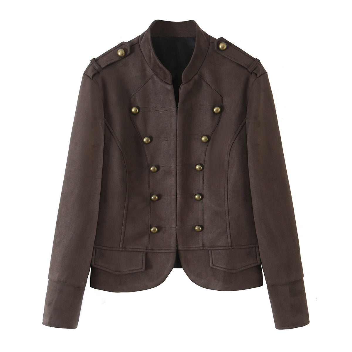 Women's Clothing Summer Retro Classic Solid Color Simple Suede Navy Jacket