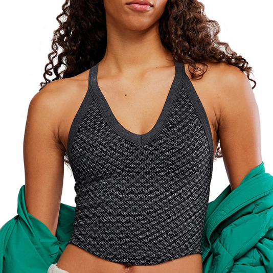 Women's Jacquard V-Neck Sports Bra