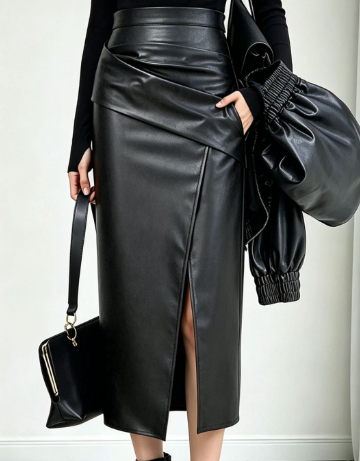 Women's Faux Leather Leather Skirt