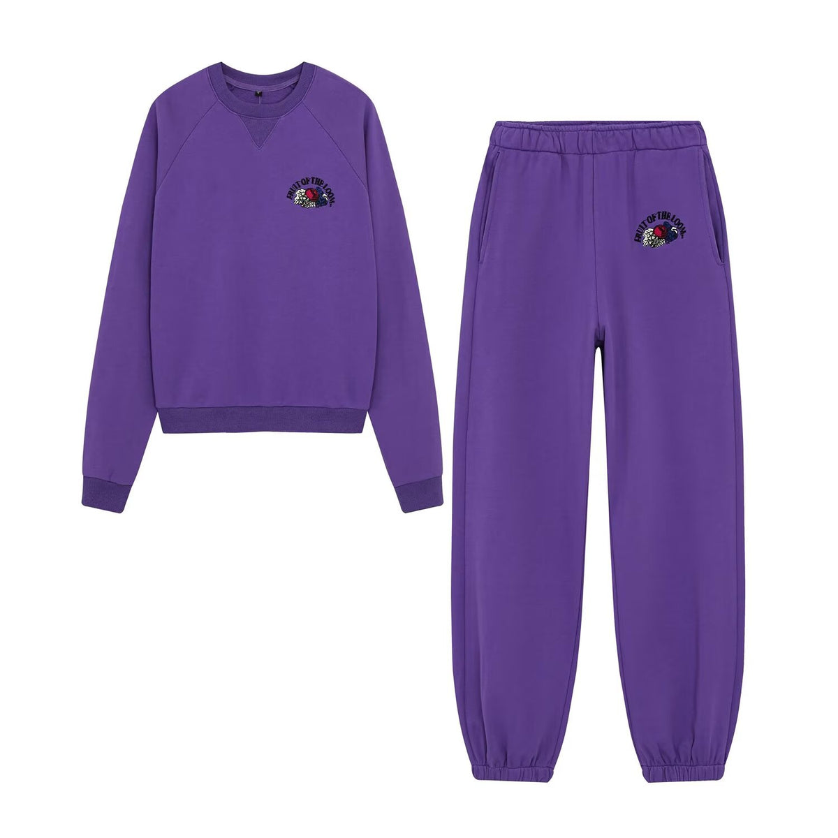 Autumn Winter Round-Neck Long-Sleeve Washed Pants Set