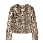 Spring Casual Warm Leopard Print Short Coat