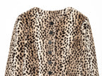 Spring Casual Warm Leopard Print Short Coat