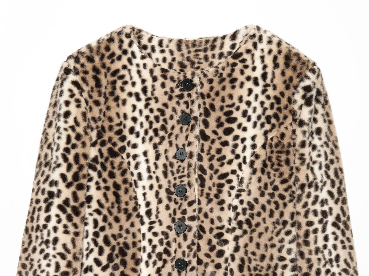Spring Casual Warm Leopard Print Short Coat