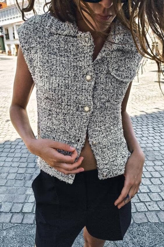 Women's Metallic-Thread Knit Vest Top