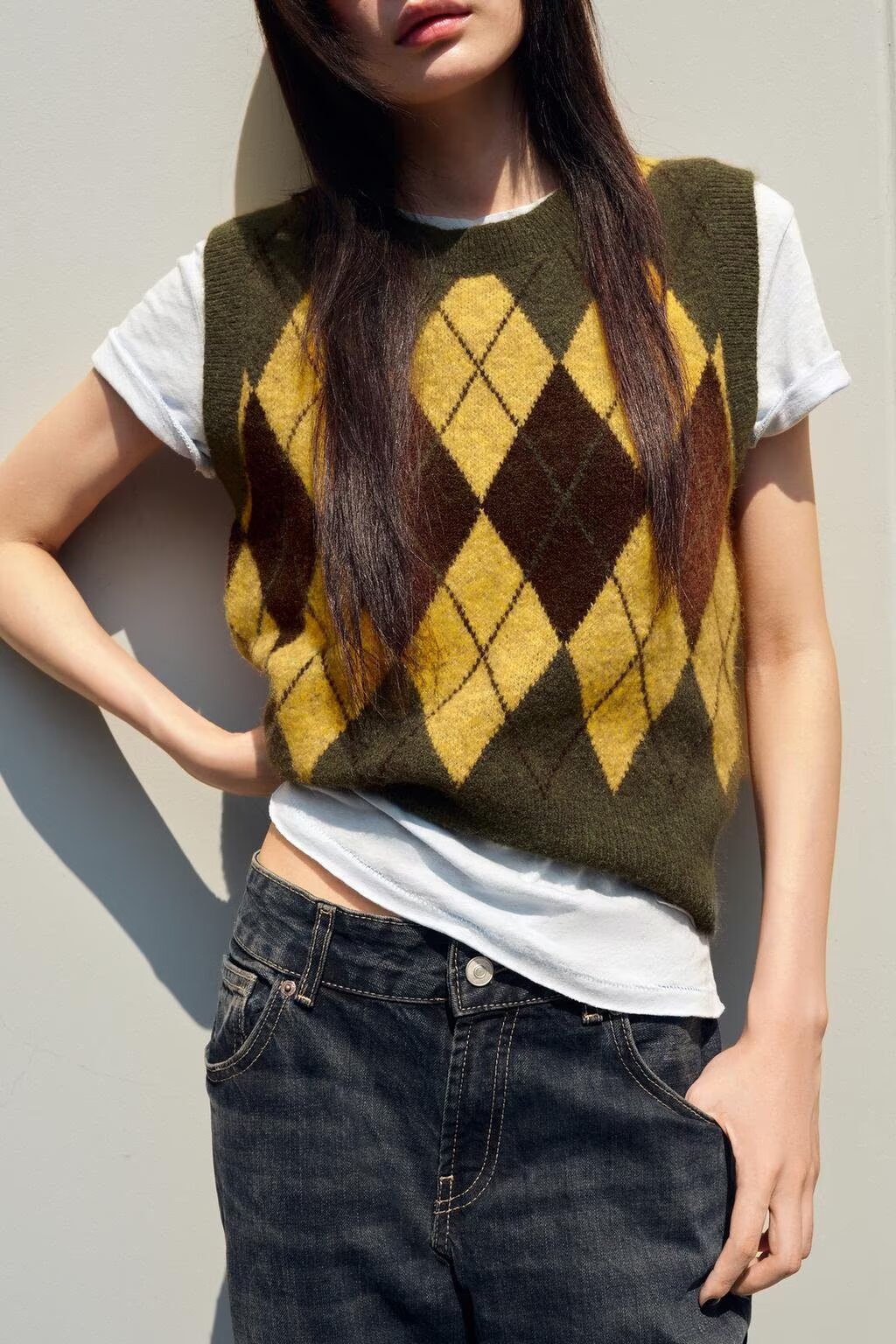 Women's Autumn Soft Diamond Pattern Knitted Vest