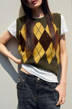 Women's Autumn Soft Diamond Pattern Knitted Vest