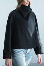 Women's Autumn Loose Collared Short Jacket Trench Coat