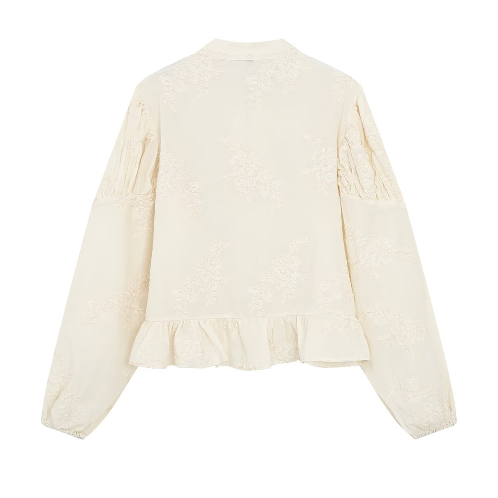 Women's Autumn Chinese String Button Embroidered Shirt