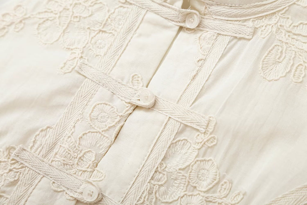 Women's Autumn Chinese String Button Embroidered Shirt