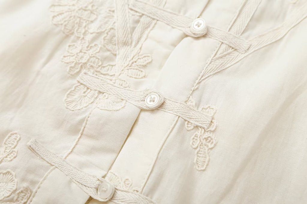 Women's Autumn Chinese String Button Embroidered Shirt