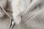 Women's Casual Trend Waffle Fur Collar Hooded Knit Cardigan