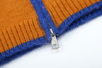 Women's Women's's Autumn Winter Color Matching Trim Pocket Zipper Cardigan