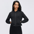 's Sports Jacket Short Stand Collar Casual Cardigan Top Yoga Fitness Office Zipper Autumn