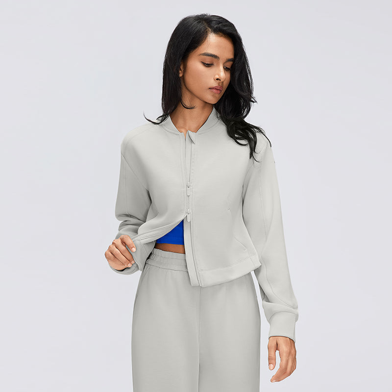 's Sports Jacket Short Stand Collar Casual Cardigan Top Yoga Fitness Office Zipper Autumn