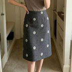 Autumn Winter Retro Elegance High Waist Sheath Skirt Mid Skirt