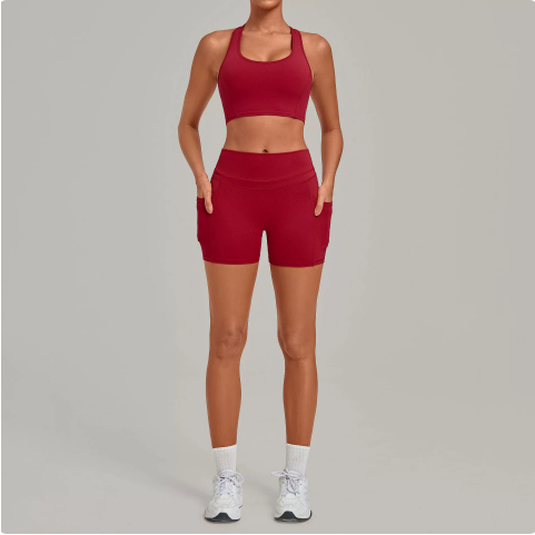 's Autumn Sand Yoga Wear Set I Shaped Back High Top Sports Fitness Pilates Two Piece Sets
