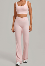 's Autumn Sand Bra Bell Bottom Pants Yoga Tight Quick Drying Workout Clothes Exercise Running Two…