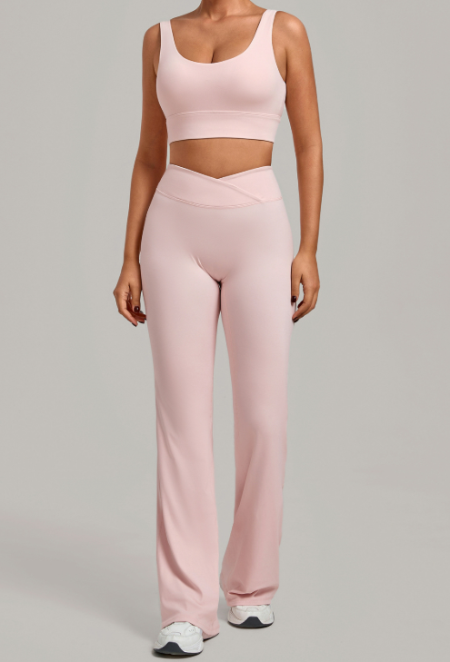 's Autumn Sand Bra Bell Bottom Pants Yoga Tight Quick Drying Workout Clothes Exercise Running Two…