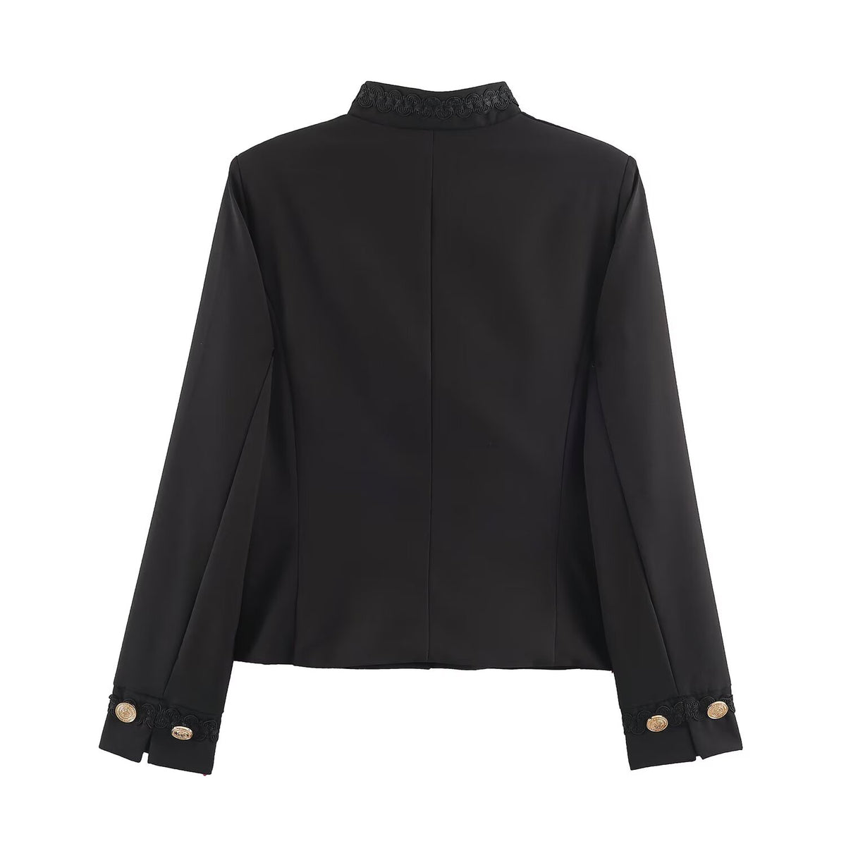 Women's French Long Sleeve Turtleneck Padded Shoulder Jacket