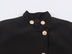 Women's French Long Sleeve Turtleneck Padded Shoulder Jacket
