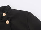 Women's French Long Sleeve Turtleneck Padded Shoulder Jacket