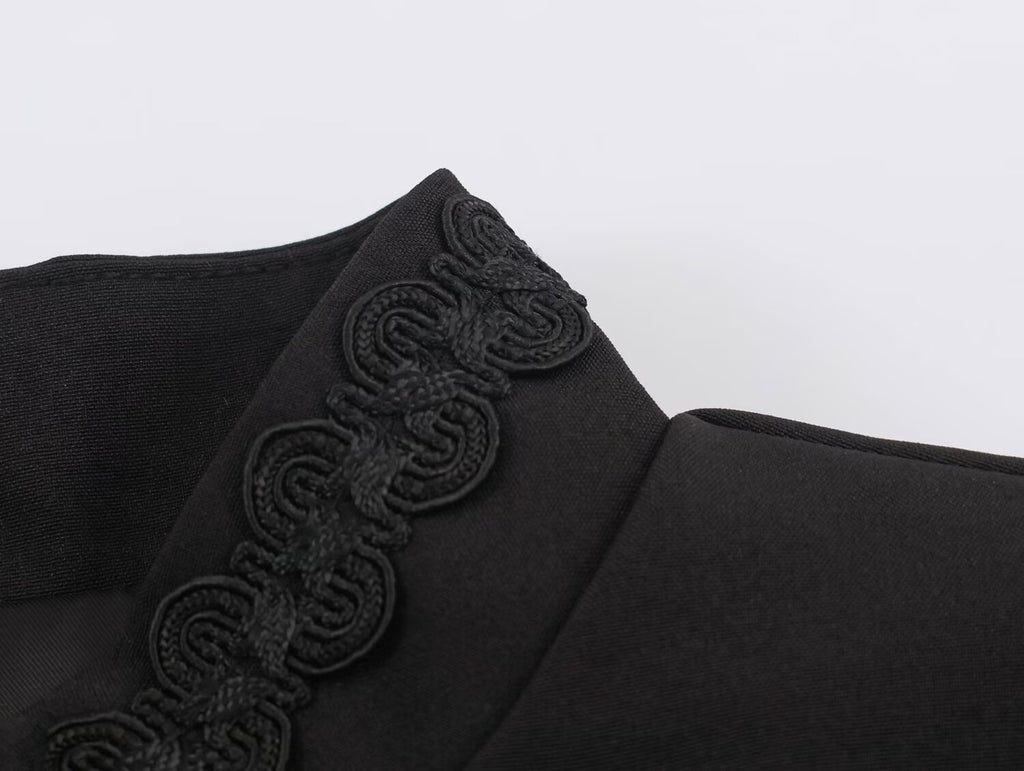 Women's French Long Sleeve Turtleneck Padded Shoulder Jacket